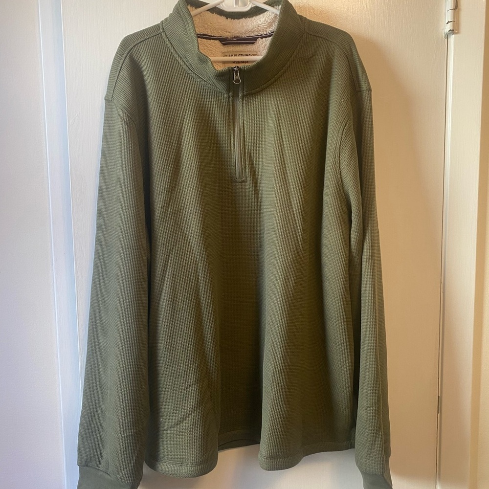 Olive Green Men's Sherpa Lined Sweater